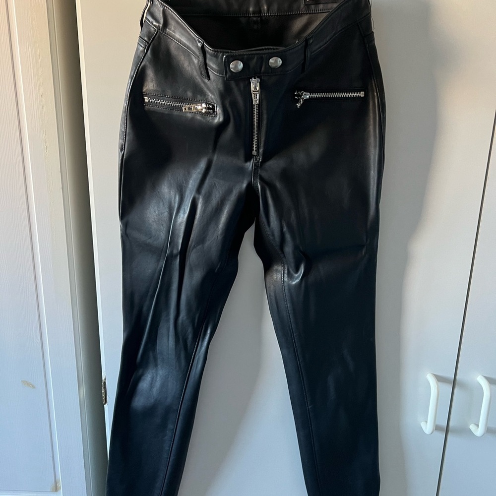 Blank NYC Black Leather Pants with Pocket Detail